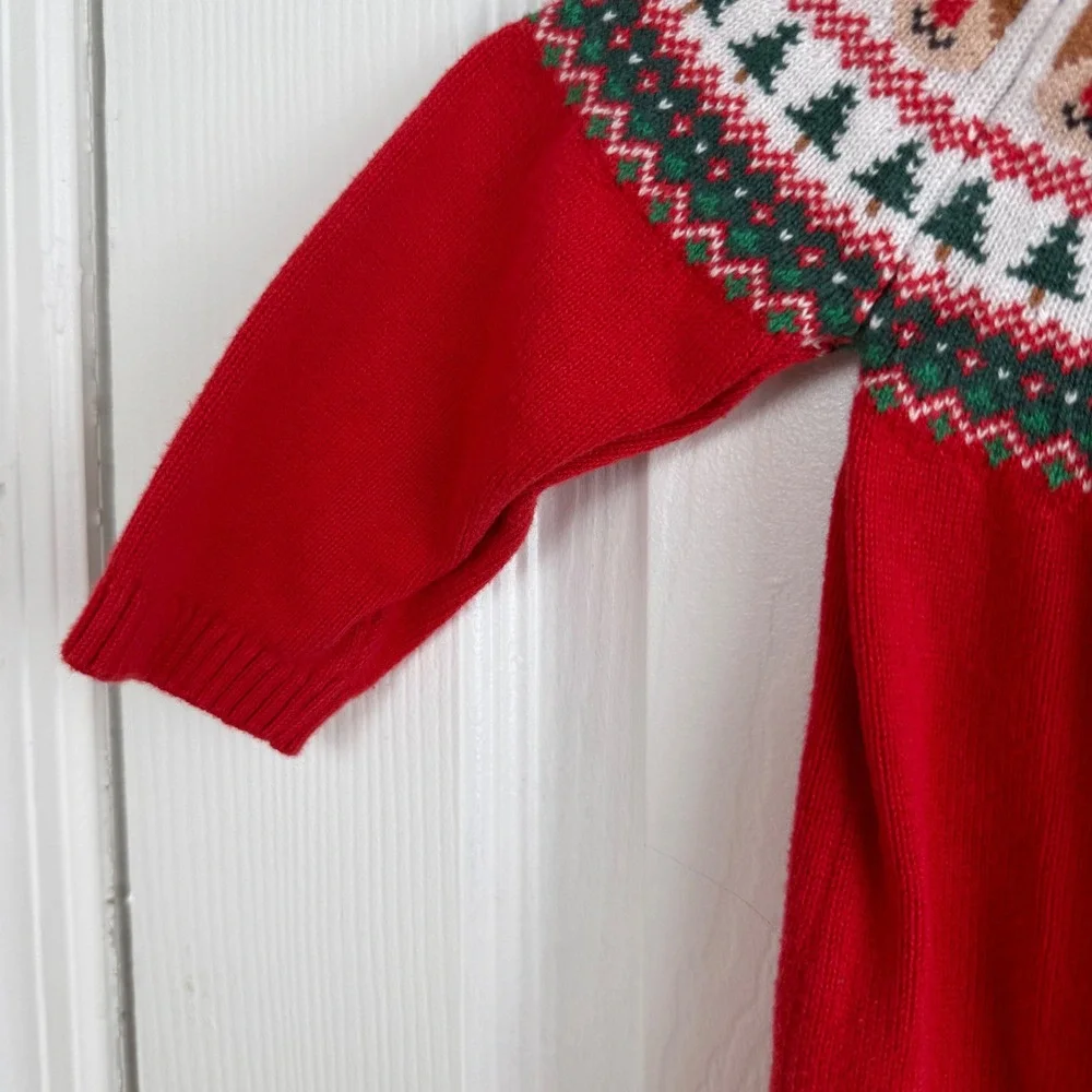 Gymboree Red Reindeer Fair Isle Knit Baby Romper Jumpsuit 9-12 Months Christmas‎